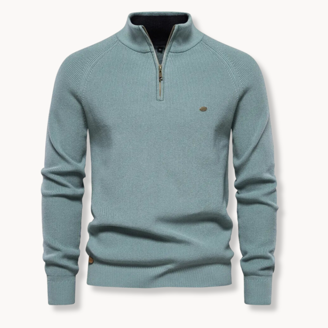 Herren Strickpullover | Halber Reißverschluss Stehkragen 3