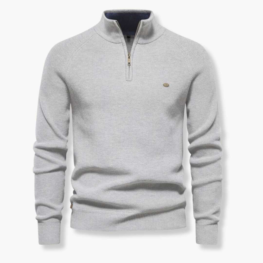 Herren Strickpullover | Halber Reißverschluss Stehkragen 4