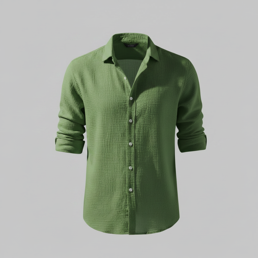 Lässiges Button Down Herrenhemd | Langarm Sommermode