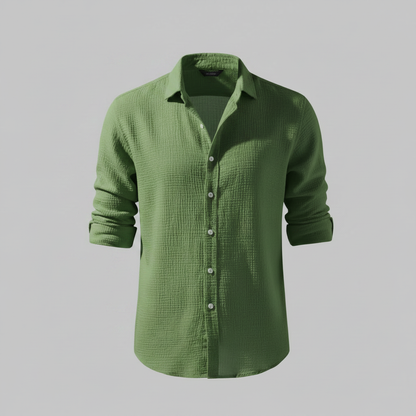 Lässiges Button Down Herrenhemd | Langarm Sommermode