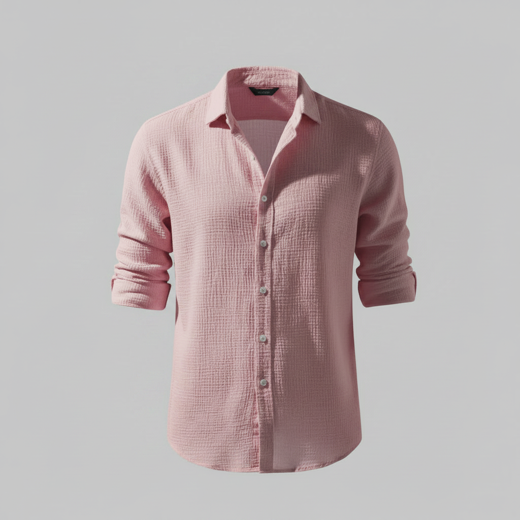 Lässiges Button Down Herrenhemd | Langarm Sommermode