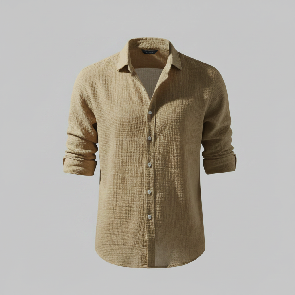 Lässiges Button Down Herrenhemd | Langarm Sommermode