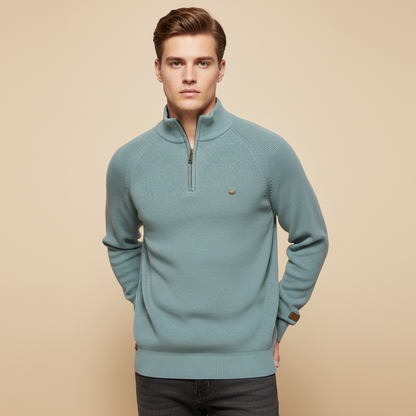 Herren Strickpullover | Halber Reißverschluss Stehkragen