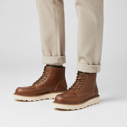Schwarze Herren Stiefel Leder | Schnürstiefeletten mit Dicke Sohle