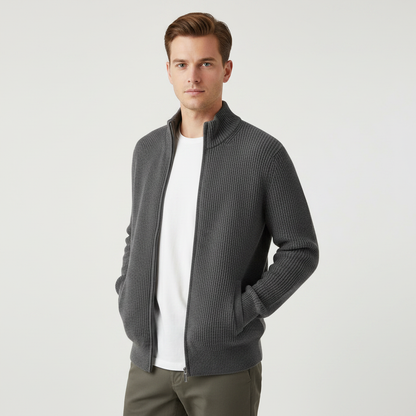 Herren Cardigan | Schmaler Strickjacke mit Reißverschluss