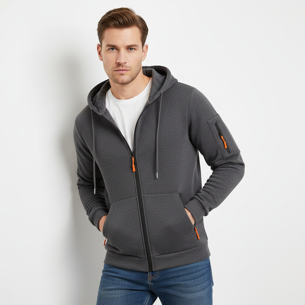 Utility Hoodie | Herren Zip Kapuzenpullover mit Reißverschluss