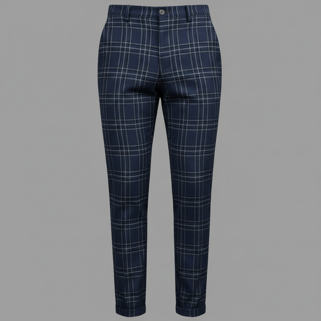 Sascha | Herren Chinohose mit Karomuster Slim Fit