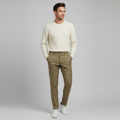 Sascha | Herren Chinohose mit Karomuster Slim Fit