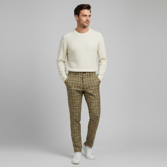 Sascha | Herren Chinohose mit Karomuster Slim Fit