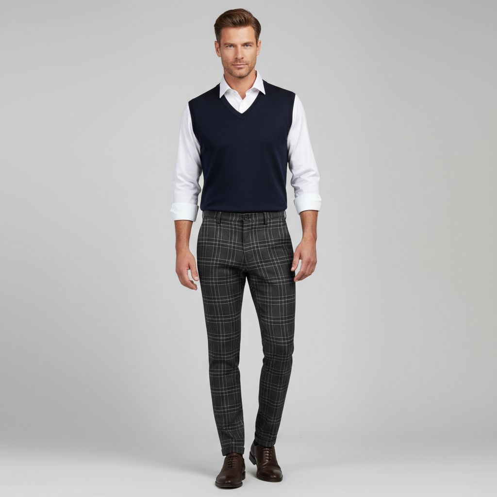 Sascha | Herren Chinohose mit Karomuster Slim Fit